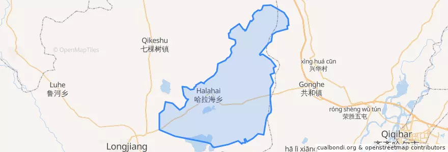 Mapa de ubicacion de 哈拉海乡.