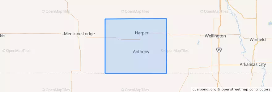 Mapa de ubicacion de Harper County.