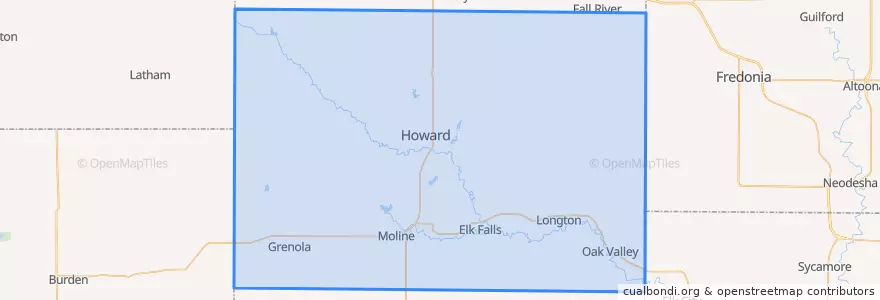 Mapa de ubicacion de Elk County.