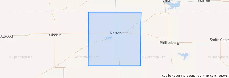 Mapa de ubicacion de Norton County.