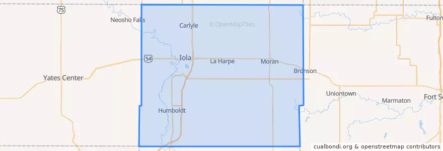 Mapa de ubicacion de Allen County.