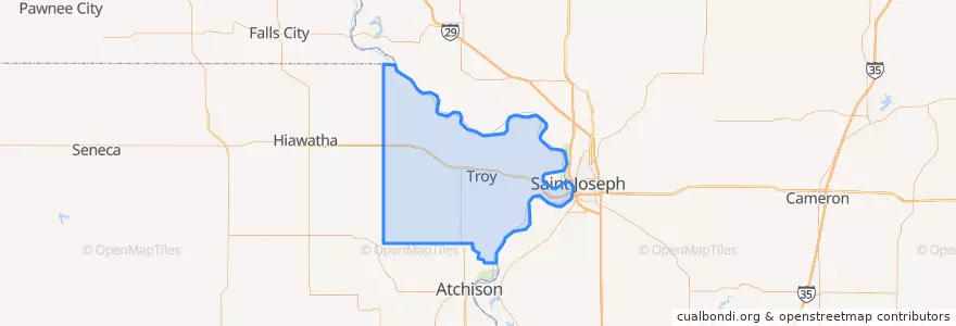 Mapa de ubicacion de Doniphan County.