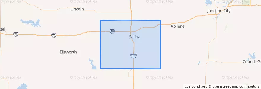 Mapa de ubicacion de Saline County.