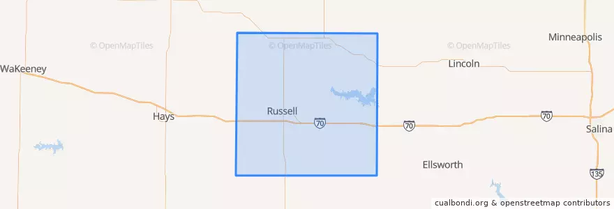 Mapa de ubicacion de Russell County.
