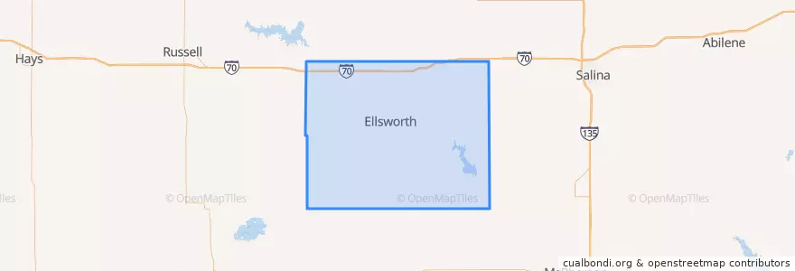 Mapa de ubicacion de Ellsworth County.
