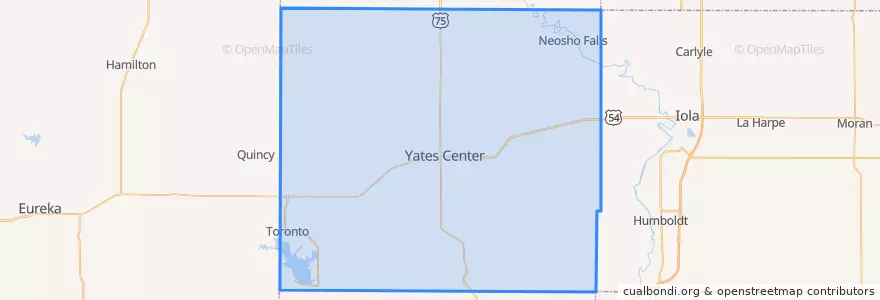 Mapa de ubicacion de Woodson County.