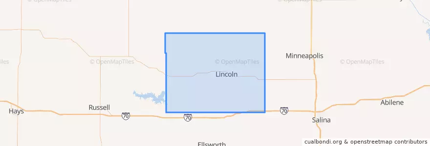 Mapa de ubicacion de Lincoln County.