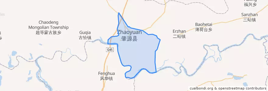Mapa de ubicacion de Чжаоюань.