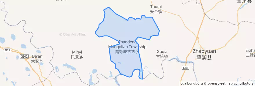 Mapa de ubicacion de Чаоден.