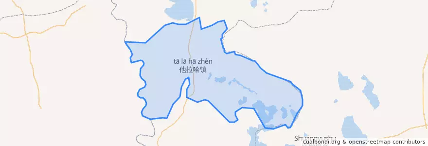 Mapa de ubicacion de 他拉哈镇.