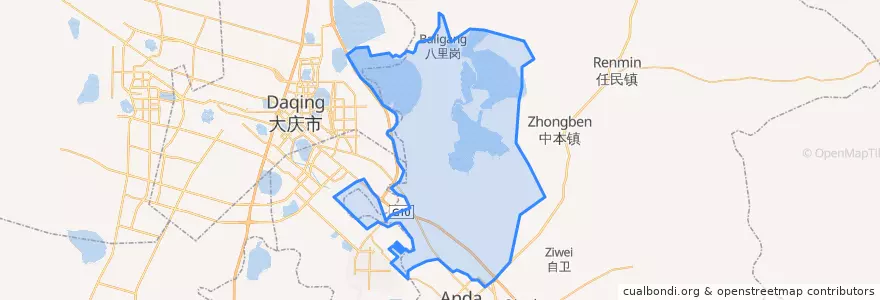 Mapa de ubicacion de 卧里屯乡.