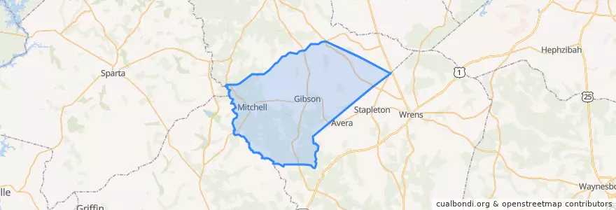 Mapa de ubicacion de Glascock County.