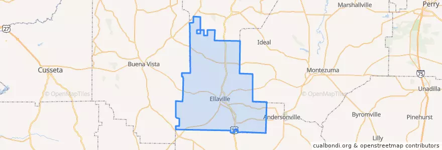 Mapa de ubicacion de Schley County.