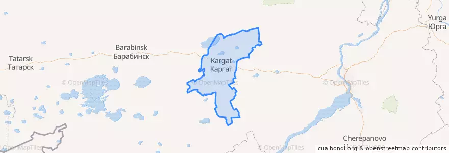 Mapa de ubicacion de Kargatskij rajon.