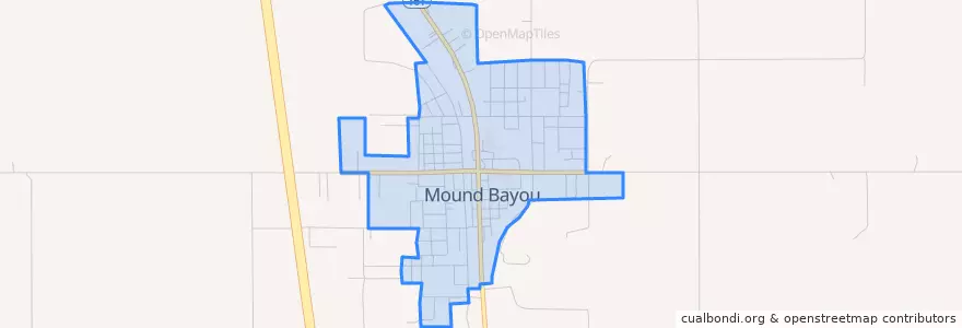 Mapa de ubicacion de Mound Bayou.