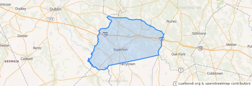 Mapa de ubicacion de Treutlen County.