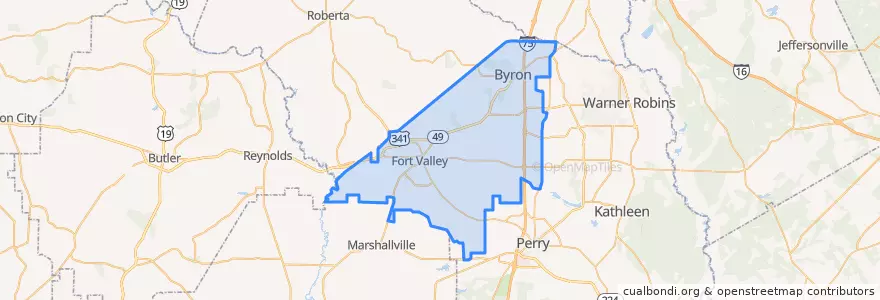 Mapa de ubicacion de Peach County.