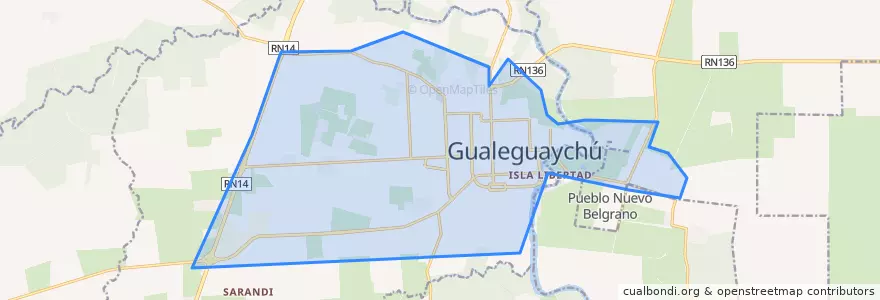 Mapa de ubicacion de Gualeguaychú.