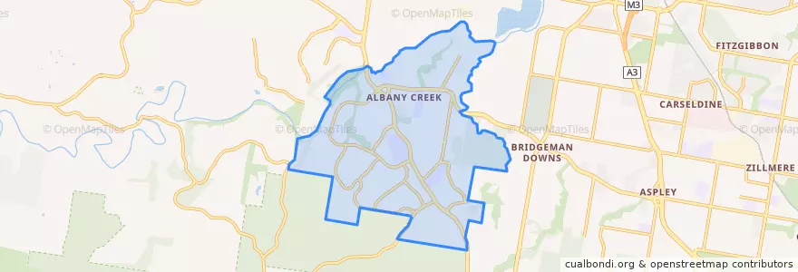 Mapa de ubicacion de Albany Creek Boundary.