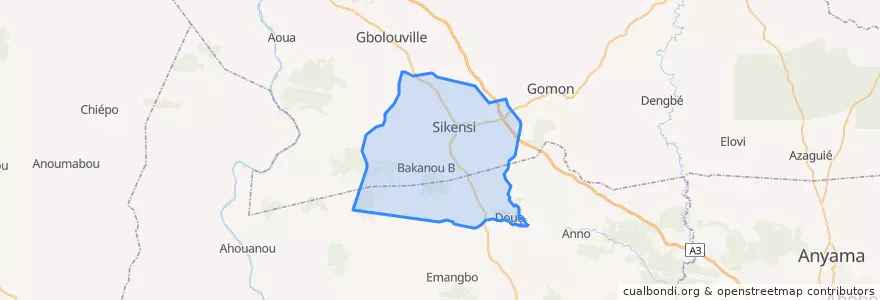 Mapa de ubicacion de Sikensi.