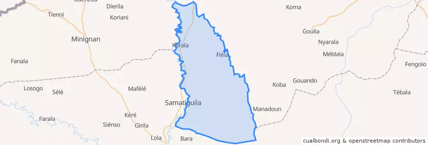 Mapa de ubicacion de Kaniasso.