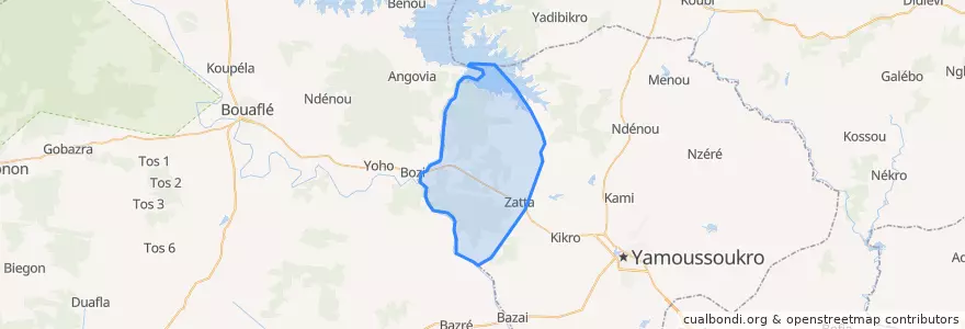 Mapa de ubicacion de Kossou.