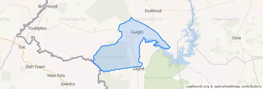 Mapa de ubicacion de Guiglo.