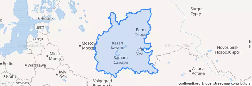 Mapa de ubicacion de Приволжский федеральный округ.