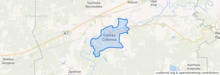 Mapa de ubicacion de городское поселение Собинка.