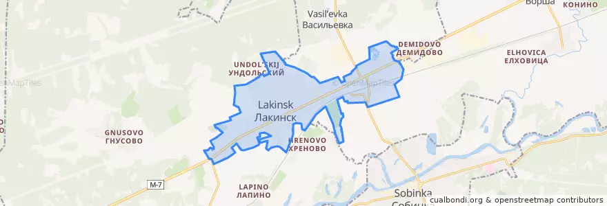 Mapa de ubicacion de городское поселение Лакинск.