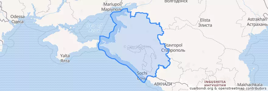 Mapa de ubicacion de Kraj Krasnodar.