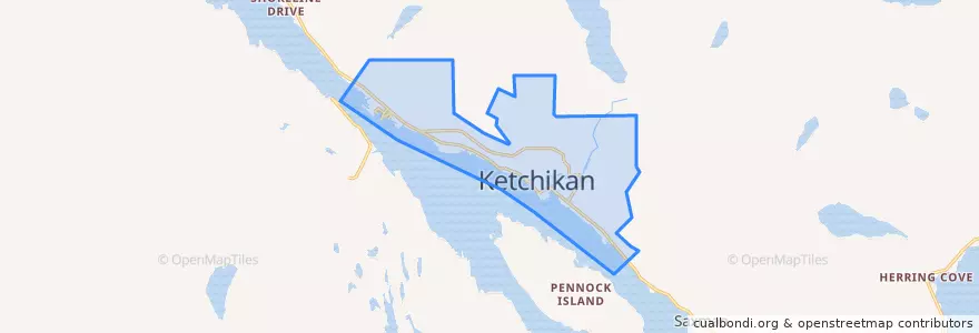 Mapa de ubicacion de Ketchikan.
