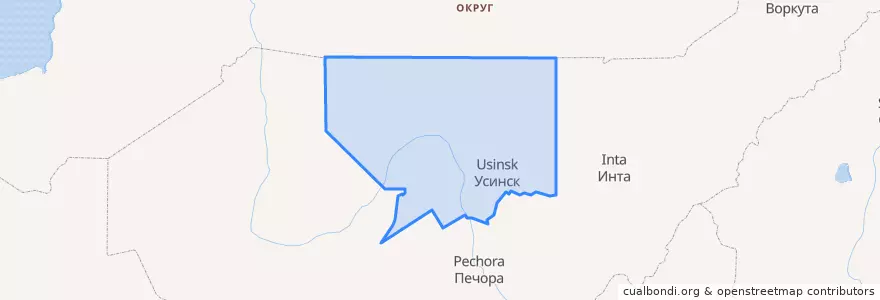 Mapa de ubicacion de Usinsk Urban Okrug.