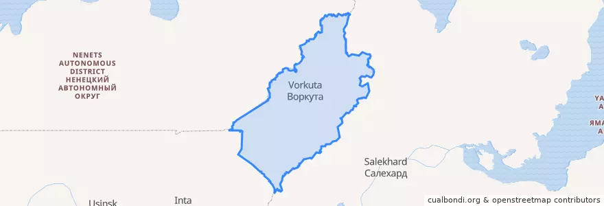 Mapa de ubicacion de городской округ Воркута.