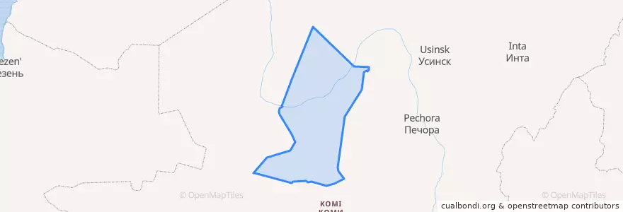 Mapa de ubicacion de Ижемский район.
