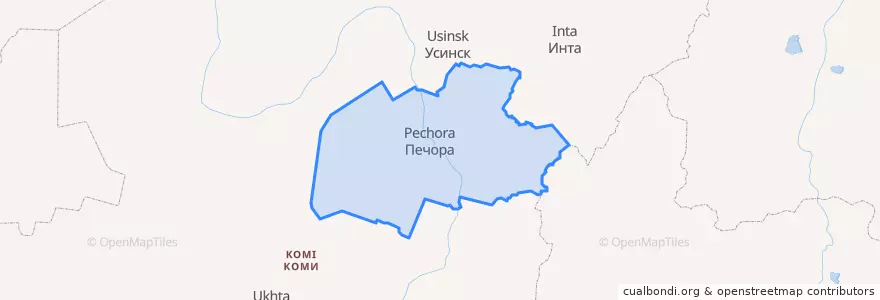 Mapa de ubicacion de район Печора.