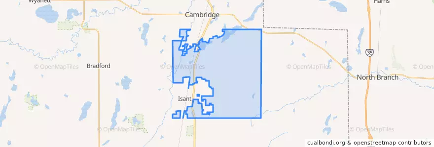 Mapa de ubicacion de Isanti Township.