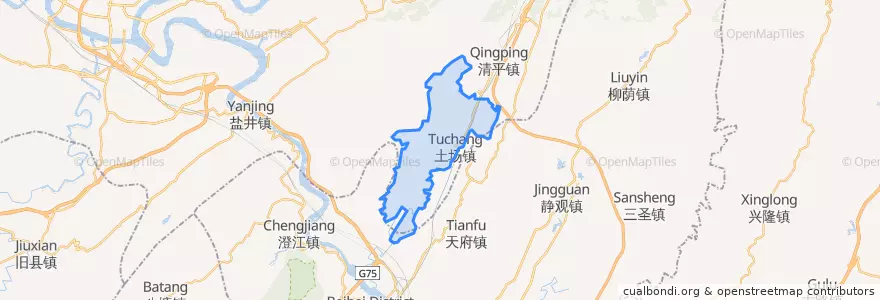 Mapa de ubicacion de 土场镇.