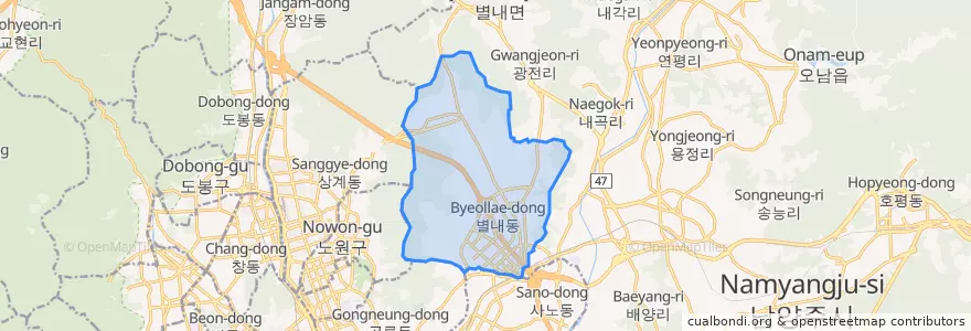 Mapa de ubicacion de 별내동.