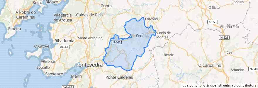 Mapa de ubicacion de Cerdedo-Cotobade.