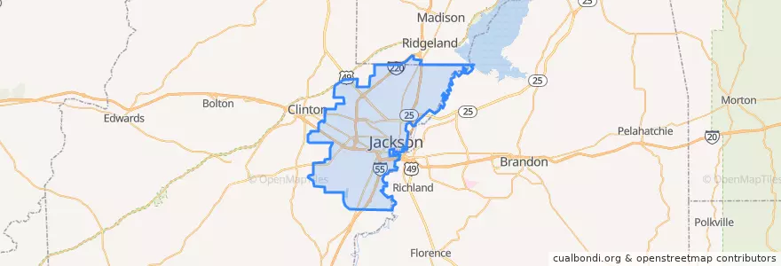 Mapa de ubicacion de Jackson.