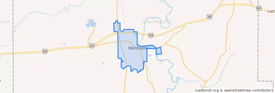 Mapa de ubicacion de Monticello.