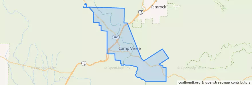 Mapa de ubicacion de Camp Verde.