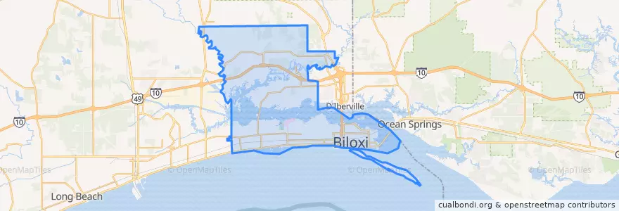 Mapa de ubicacion de Biloxi.