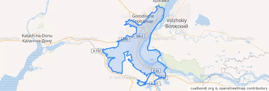 Mapa de ubicacion de Stadtkreis Wolgograd.