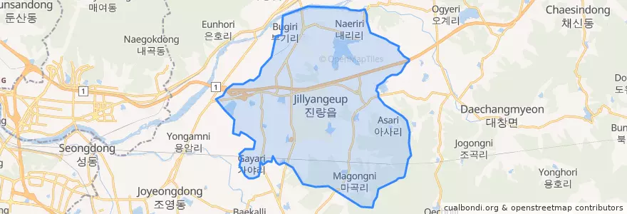 Mapa de ubicacion de 진량읍.