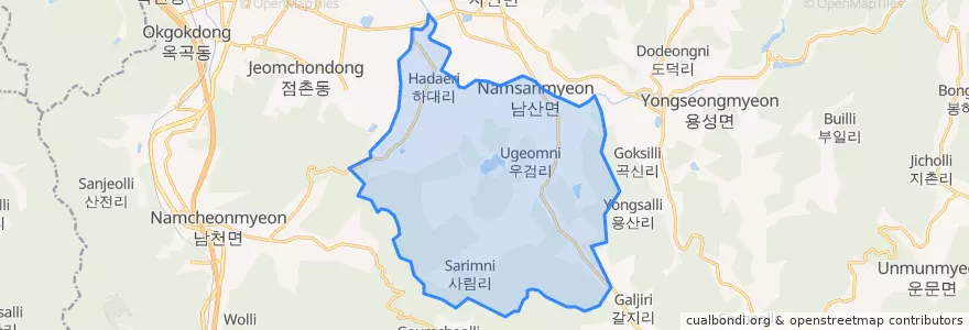 Mapa de ubicacion de 남산면.