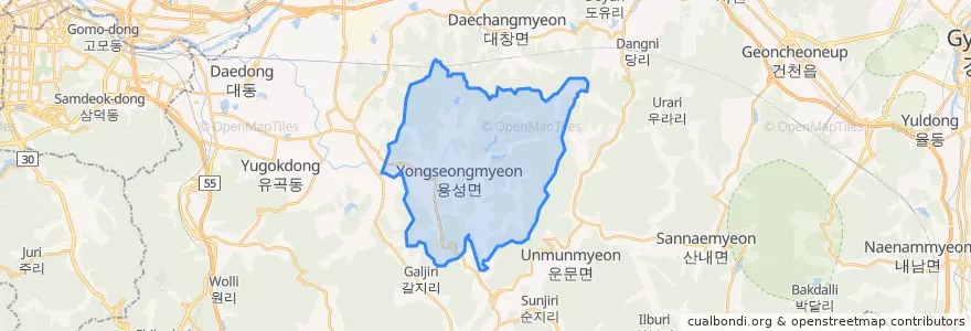 Mapa de ubicacion de Yongseong-myeon.