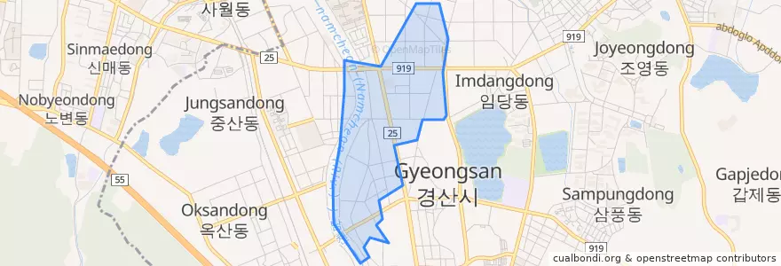Mapa de ubicacion de 중방동.
