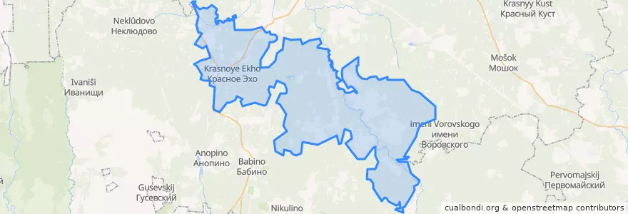 Mapa de ubicacion de сельское поселение Красное Эхо.